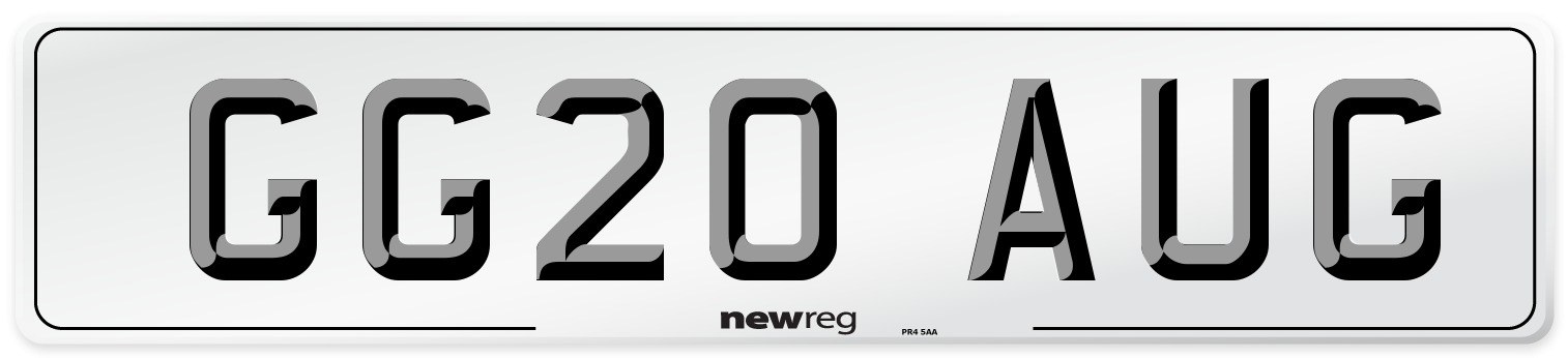 GG20 AUG Number Plate from New Reg